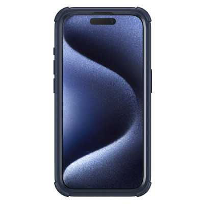 Husa pentru iPhone 15 Pro Max + Folie - ESR Armor Tough Kickstand HaloLock - Clear Dark Blue - 3