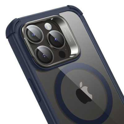 Husa pentru iPhone 15 Pro Max + Folie - ESR Armor Tough Kickstand HaloLock - Clear Dark Blue - 6