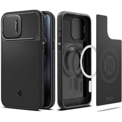 Husa iPhone 15 Pro - Spigen Optik Mag Armor - Black - 1