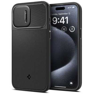 Husa iPhone 15 Pro - Spigen Optik Mag Armor - Black - 2