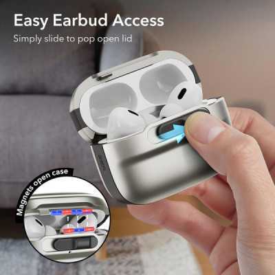 Husa pentru Apple AirPods Pro 1 / 2 - ESR Pulse Magnetic HaloLock - Titanium - 5