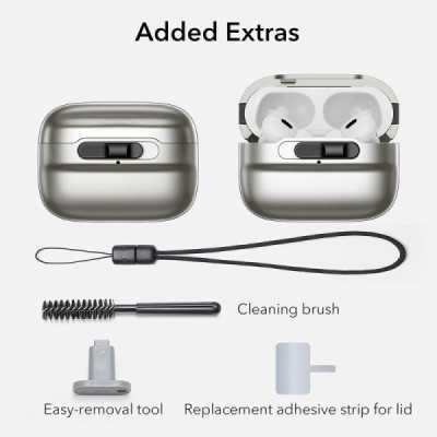 Husa pentru Apple AirPods Pro 1 / 2 - ESR Pulse Magnetic HaloLock - Titanium - 7