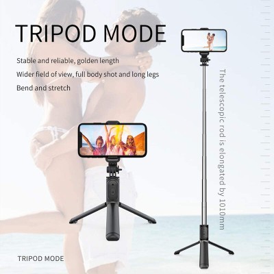 Selfie stick trepied, telecomanda Bluetooth Techsuit Q01, 101cm, negru - 4 Selfie stick trepied, telecomanda Bluetooth Techsuit Q01, 101cm, negru - 4