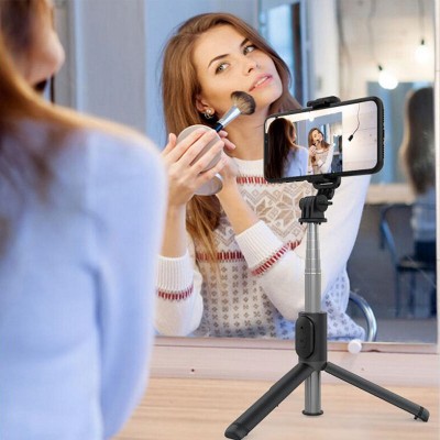 Selfie stick trepied, telecomanda Bluetooth Techsuit Q01, 101cm, negru - 6 Selfie stick trepied, telecomanda Bluetooth Techsuit Q01, 101cm, negru - 6