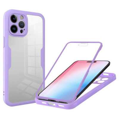 Husa pentru iPhone 14 Pro + Folie - Techsuit ColorVerse 360 Series - Purple - 1