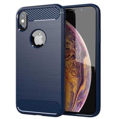 Husa pentru iPhone X / XS - Techsuit Carbon Silicone - Blue - 1