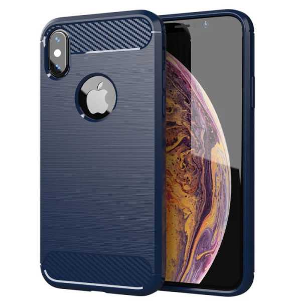 Husa pentru iPhone X / XS - Techsuit Carbon Silicone - Blue