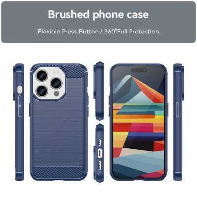 Husa pentru iPhone 15 Pro - Techsuit Carbon Silicone - Blue - 2