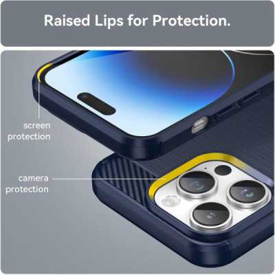 Husa pentru iPhone 13 Pro - Techsuit Carbon Silicone - Blue - 5