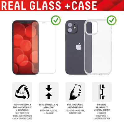 Folie pentru iPhone 13 Pro - Displex Real Glass + Case - Clear - 3