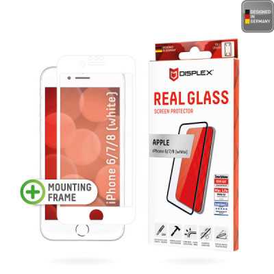 Folie pentru iPhone 6 / 6S / 7 / 8 / SE 2, SE 2020 / SE 3, SE 2022 - Displex Real Glass Full Cover - White - 1