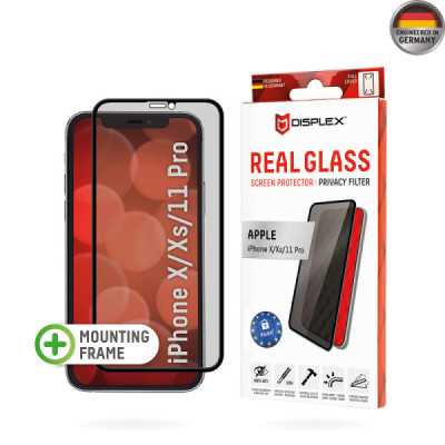 Folie pentru iPhone X / XS / 11 Pro - Displex Real Glass Privacy Full Cover - Black - 1