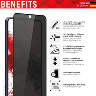 Folie pentru Samsung Galaxy S22 Ultra 5G - Displex Real Glass Privacy Full Cover - Black - 2