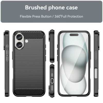 Husa pentru iPhone 16 - Techsuit Carbon Silicone - Black - 6