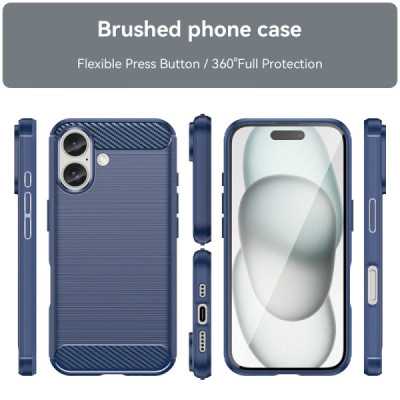 Husa pentru iPhone 16 - Techsuit Carbon Silicone - Blue - 6