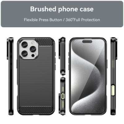 Husa pentru iPhone 16 Pro Max - Techsuit Carbon Silicone - Black - 6