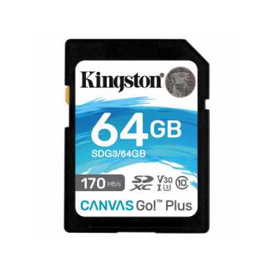 Card de Memorie, 64GB - Kingston Canvas Go Plus (SDG3/64GB) - Black - 1