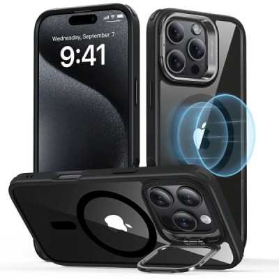 Husa pentru iPhone 16 Pro Max - ESR Classic Hybrid HaloLock Kickstand - Clear Black - 1