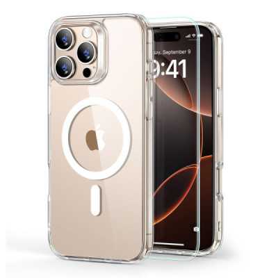 Husa pentru iPhone 16 Pro + Folie - ESR Classic Hybrid HaloLock - Clear - 1