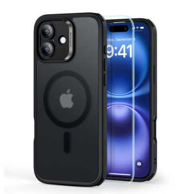 Husa pentru iPhone 16 + Folie - ESR Classic Hybrid HaloLock - Frosted Black - 1