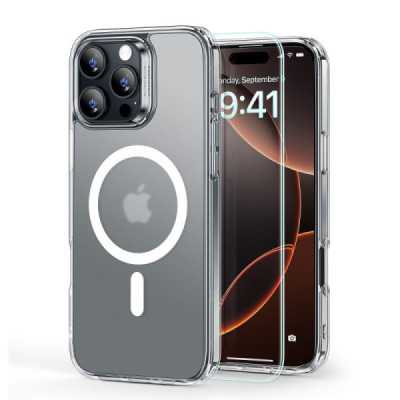 Husa pentru iPhone 16 Pro + Folie - ESR Classic Hybrid HaloLock - Frosted Clear - 1