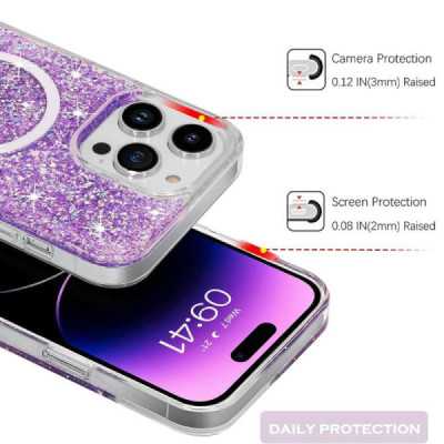 Husa pentru iPhone 16 , Techsuit Sparkly Glitter MagSafe , Pink - 2