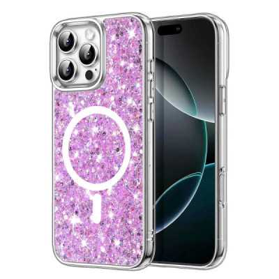 Husa pentru iPhone 16 Pro , Techsuit Sparkly Glitter MagSafe , Magenta - 1