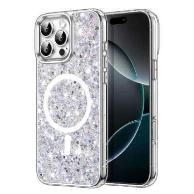 Husa pentru iPhone 16 Pro Max , Techsuit Sparkly Glitter MagSafe , White - 1