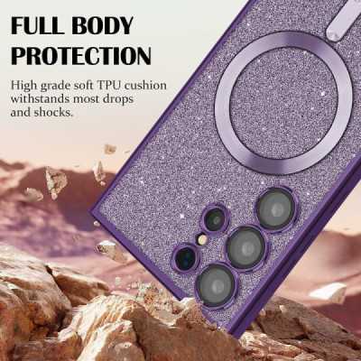 Husa pentru iPhone 16 Plus , Techsuit Luxury Glitter MagSafe , Deep Purple - 3