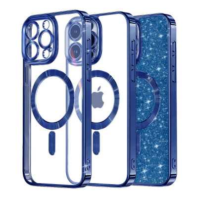 Husa pentru iPhone 16 Pro , Techsuit Luxury Glitter MagSafe , Deep Blue - 1