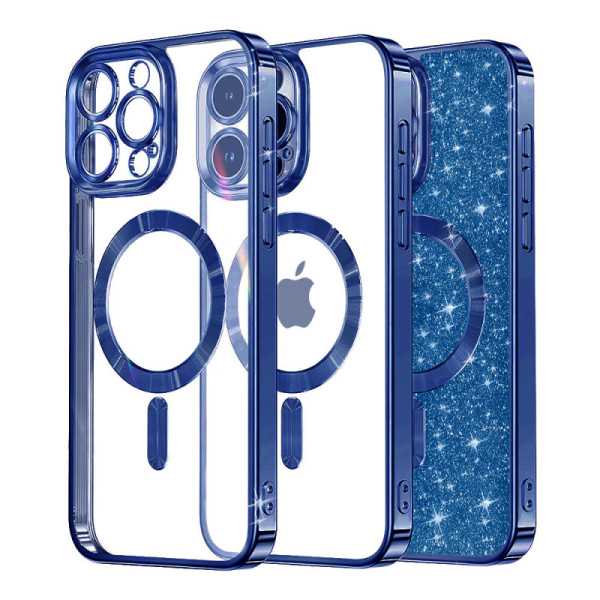 Husa pentru iPhone 16 Pro , Techsuit Luxury Glitter MagSafe , Deep Blue