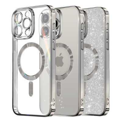 Husa pentru iPhone 16 Pro , Techsuit Luxury Glitter MagSafe , Silver - 1