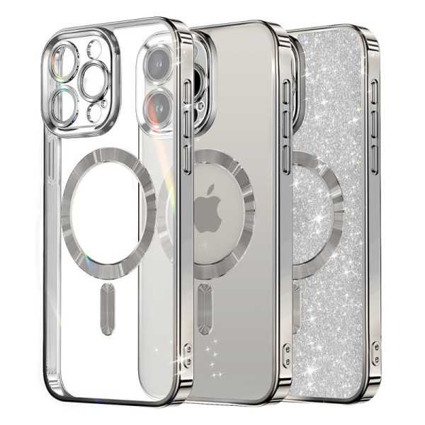 Husa pentru iPhone 16 Pro , Techsuit Luxury Glitter MagSafe , Silver