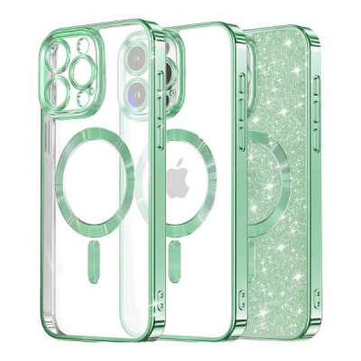 Husa pentru iPhone 16 Pro , Techsuit Luxury Glitter MagSafe , light green - 1