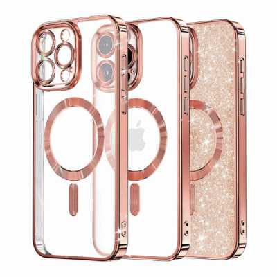 Husa pentru iPhone 16 Pro , Techsuit Luxury Glitter MagSafe , Rose Gold - 1