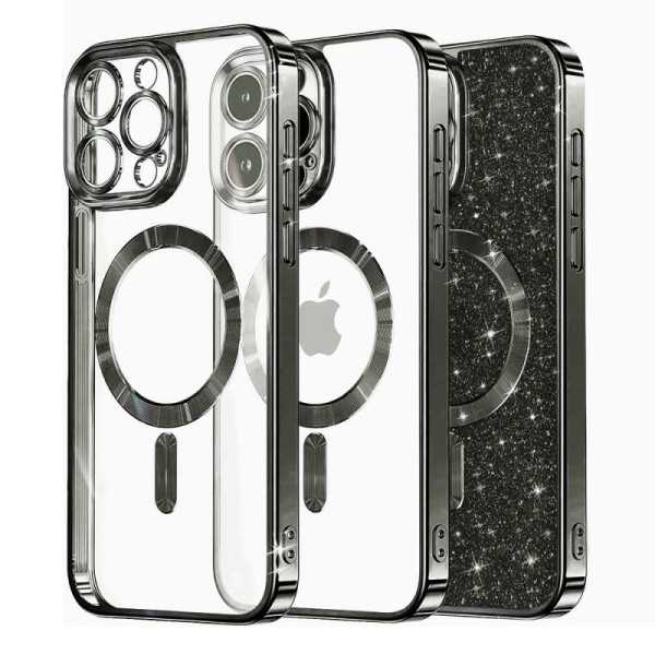 Husa pentru iPhone 16 Pro Max , Techsuit Luxury Glitter MagSafe , negru