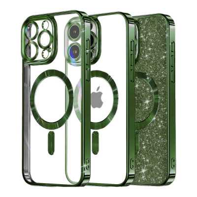 Husa pentru iPhone 16 Pro Max , Techsuit Luxury Glitter MagSafe , deep green - 1