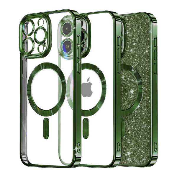 Husa pentru iPhone 16 Pro Max , Techsuit Luxury Glitter MagSafe , deep green