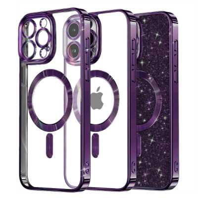 Husa pentru iPhone 16 Pro Max , Techsuit Luxury Glitter MagSafe , Deep Purple - 1