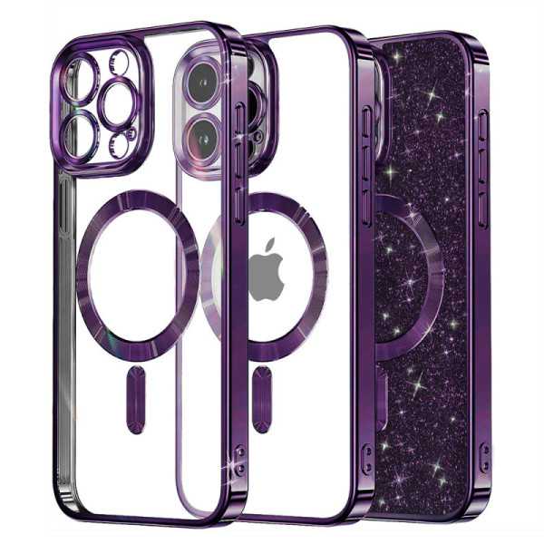 Husa pentru iPhone 16 Pro Max , Techsuit Luxury Glitter MagSafe , Deep Purple